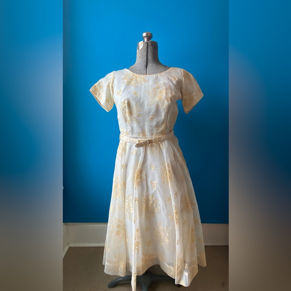 Stunning, Vintage Cream + Yellow A-Line Dress